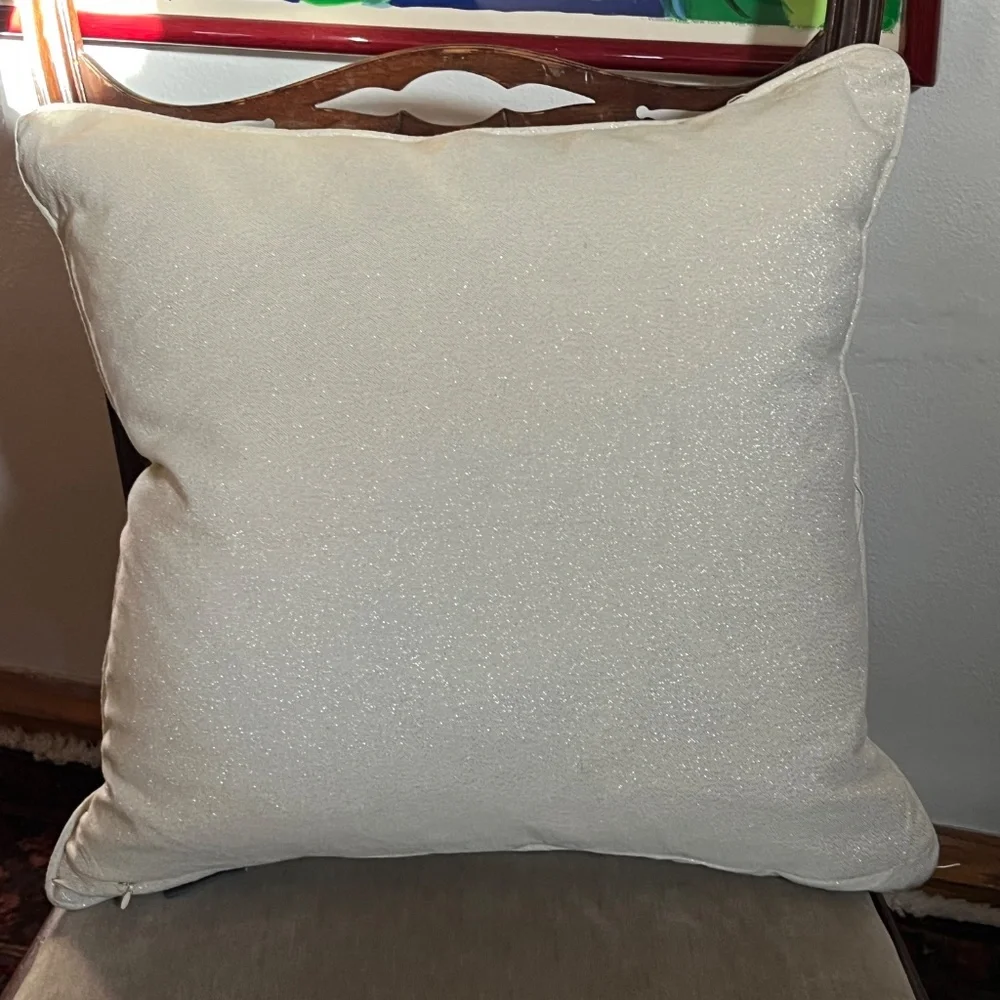 Merry and Bright Beaded White Velvet Pillow Down Fill, Dash Away Home 20 x 20